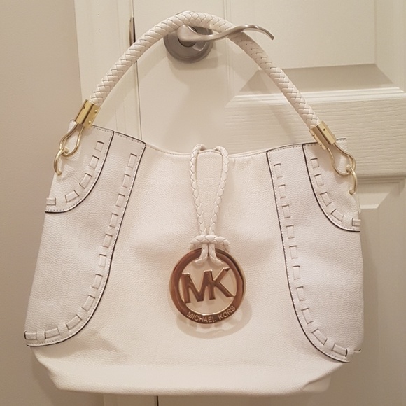 Michael Kors Handbags - Michael Kors Rare white leather tote shoulder bag